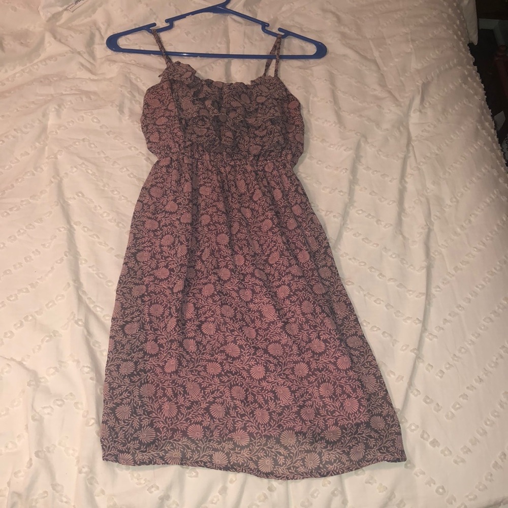 Pink & Brown Floral Print Spaghetti Strap Sundress